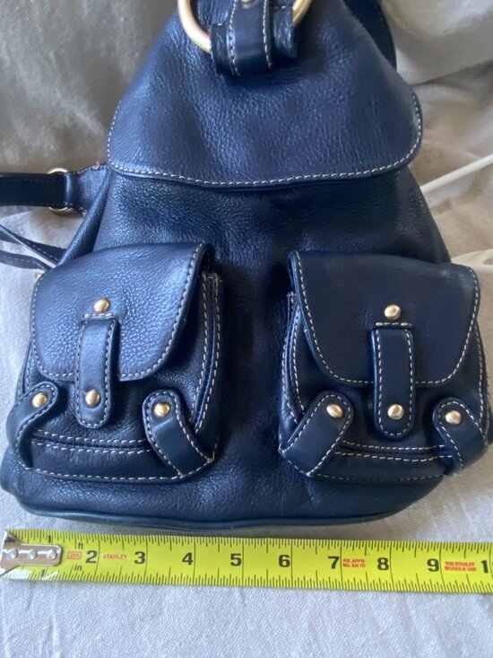 Beautiful navy blue Jones leather backpack style bag main image 11